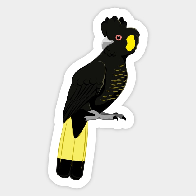 Yellow-tailed black cockatoo Sticker by Zolinstudio